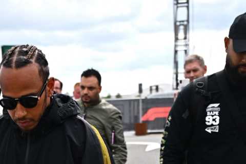 The return of a paddock icon – Lewis Hamilton brings Roscoe the vegan bulldog back to Silverstone for British Grand Prix