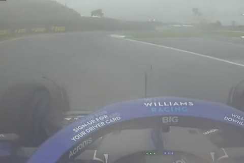 Hilarious moment F1 star Nicholas Latifi takes a WRONG TURN at rainy Japanese GP leaving his Williams at dead end
