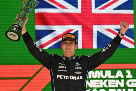 George Russell wins first ever F1 race ahead of Mercedes team-mate Lewis Hamilton in stunning 1-2 finish at Sao Paulo GP