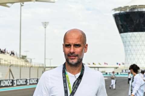 Pep Guardiola joins Lewis Hamilton’s Mercedes as stars including Patrice Evra, Shaq and Usain Bolt flock to Abu Dhabi GP