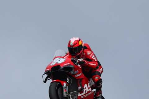Biker in horrific crash as he’s flung into barrier and suffers fractured jaw and broken back in shocking Moto GP footage