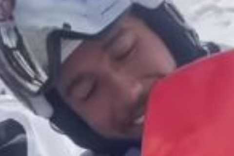 Watch ‘legend’ Lewis Hamilton get soaked as he snowboards into freezing Antarctic water.. then hike up hill to try AGAIN