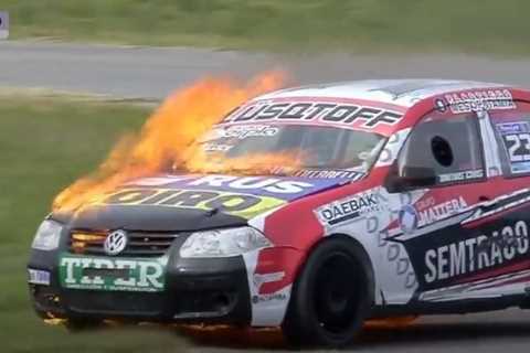 Dramatic moment Emiliano Martinez’s rally driver brother is forced to abandon car after it goes up in flames
