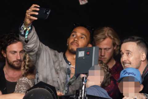 F1 star Lewis Hamilton flies to Glastonbury in helicopter to watch Elton John with his husband David Furnish