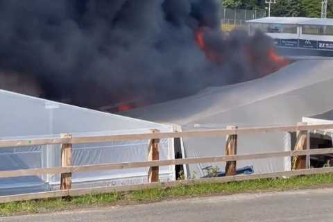 Fire erupts at Lydden Race Circuit  as black smoke billows from paddock